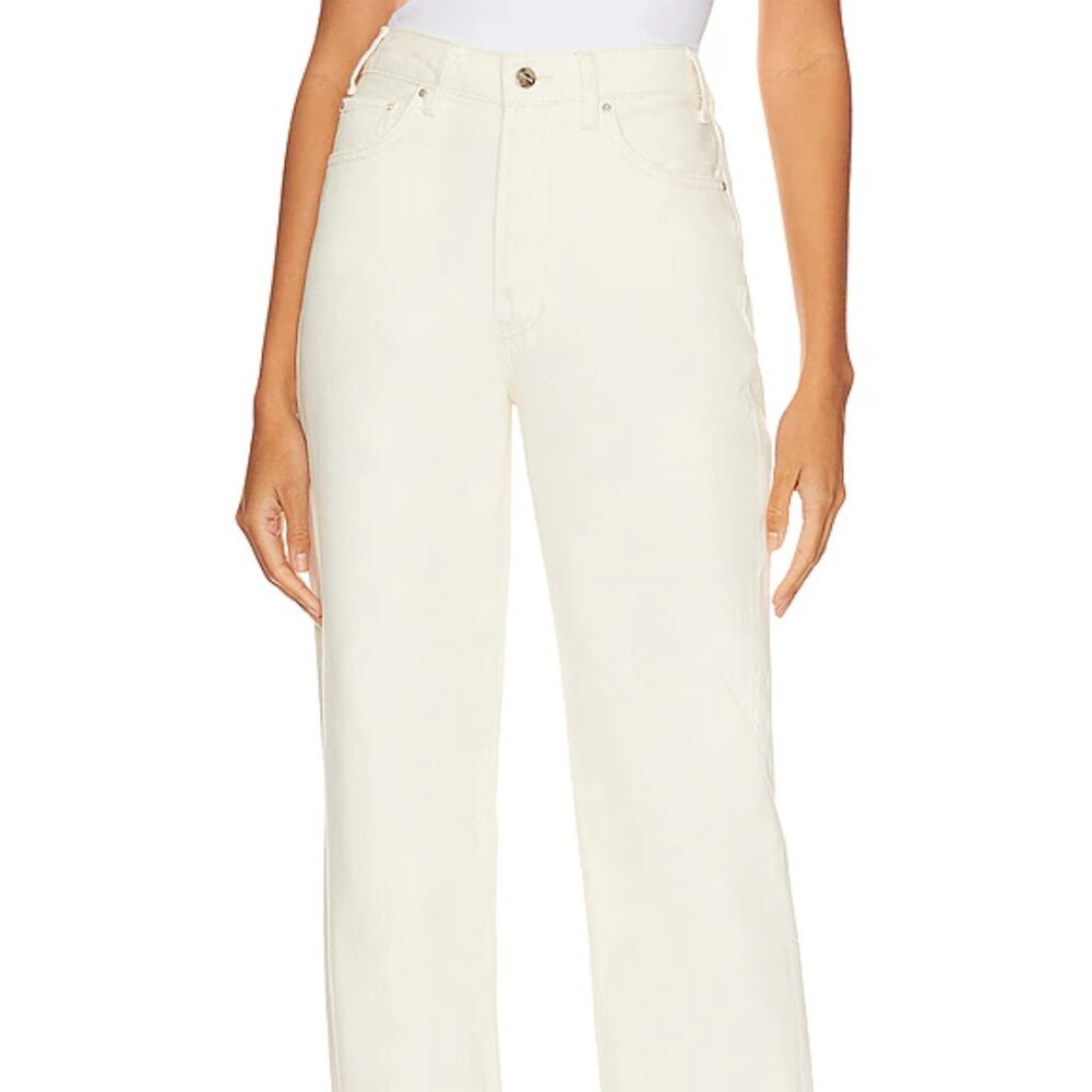 Anine Bing Roy Mid Rise Relaxed Straight Jean Ecru